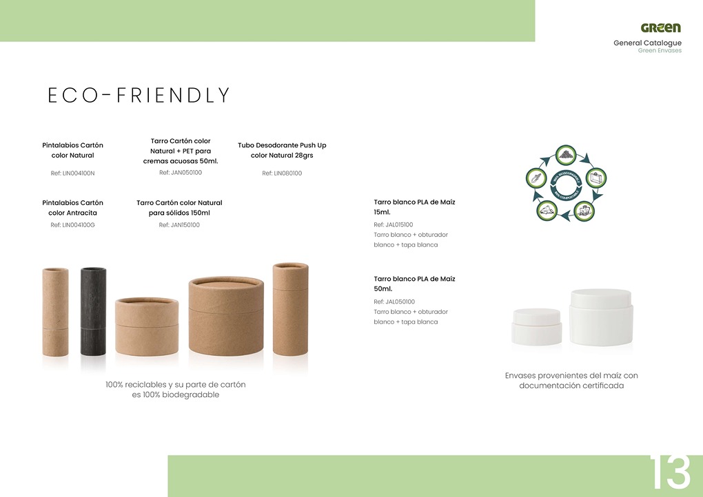 Cat&aacute;logo Envases Green Cosm&eacute;tica Envases cosm&eacute;ticos familia Eco - Friendly